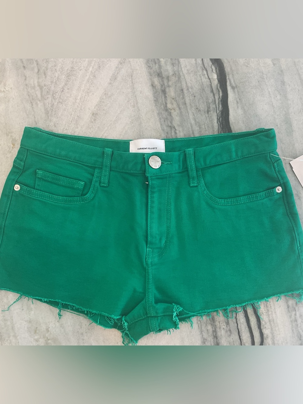 Current/Elliott Emerald Green Cutoff Denim Shorts